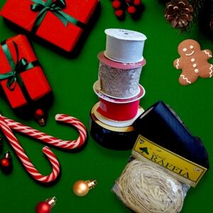 Festive Ribbon and Raffia Set